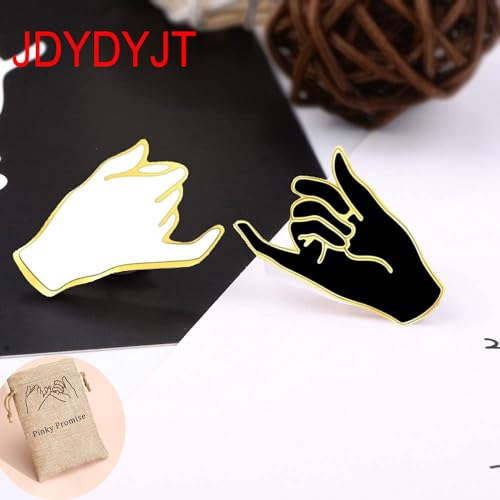 Pinky Promise Matching Enamel Lapel Pins Hard BFF Enamel Pin Set Badge, Pinkie Swear Gifts, Friendship Couples Boyfriends Girlfriend Pin with Message Card(2 PCs)2