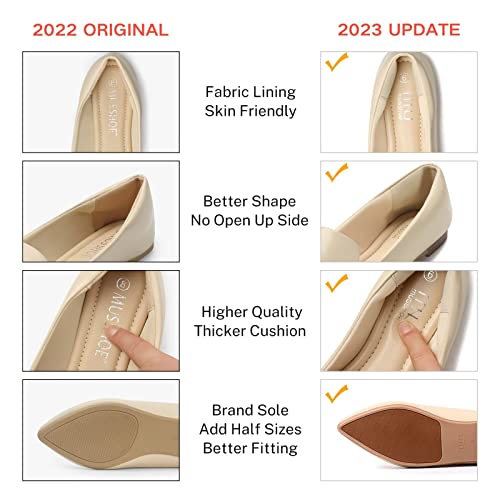 Musshoe Flat Shoes Women Pointed Toe Comfortable Slip On Women's Flats, Beige Pu 10 #TOP5