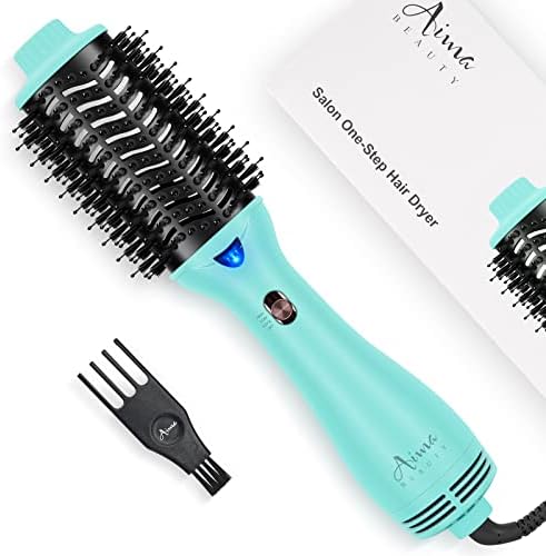 Hot Air Brush, Aima Beauty Professional One Step Hair Dryer & Volumizer 4 in 1 Upgrade Anti-Scald Negative Ionic Technology for All Hair Types, Light Green