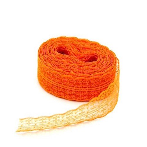 1 nastro bordo in pizzo Tulle Ricamato arancione