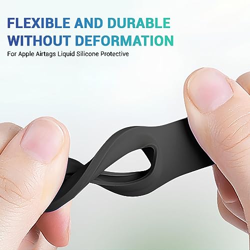 Image of LIRAMARK Airtag Case for Apple Airtags Silicone Case Protective Cover for Airtag Case Locator Tracker Anti-Lost Device Keychain Protection Sleeve (Black)