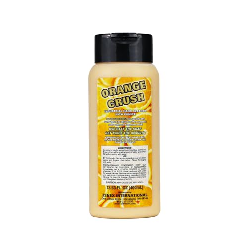 Image of Zenex Orange Crush Hand Soap with Pumice and Skin Conditioners - Industrial Hand Cleaner | Citrus Creme Scent | Dissolve Tough Soils | Does Not Dry Out Skin | 400 ml (1-Pack)