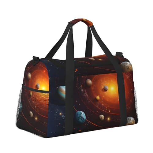 Space Solar System Duffle Bag Foldable Travel Tote Bag Carry On Large Weekender Overnight Bags Waterproof Gym Bag For Women Men