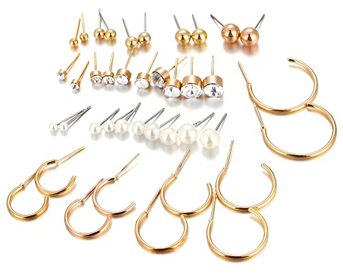 Image of ANNACREATIONS Stylish combo of pearl stud hoop earrings set for Women Girls