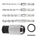 Bohrhammer-Adapter – Drucklufthammer-Steckschlüssel-Adapter | Pneumatischer Hammeŕ-Steckschlüsseladapter Mit 4 Bohrern – Für Klempner, Renovierung, Abriss, Gebäudeinstandhaltung, Schnellvers