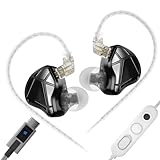 KZ Axas in Ear Monitor, Noise-Isolating USB C Gaming IEMs with Mic, Low-Distortion Audio, FPS Co-Tuned, Detachable Cable Built-in DSP 4 EQ (USB Type-C with Mic, Black)