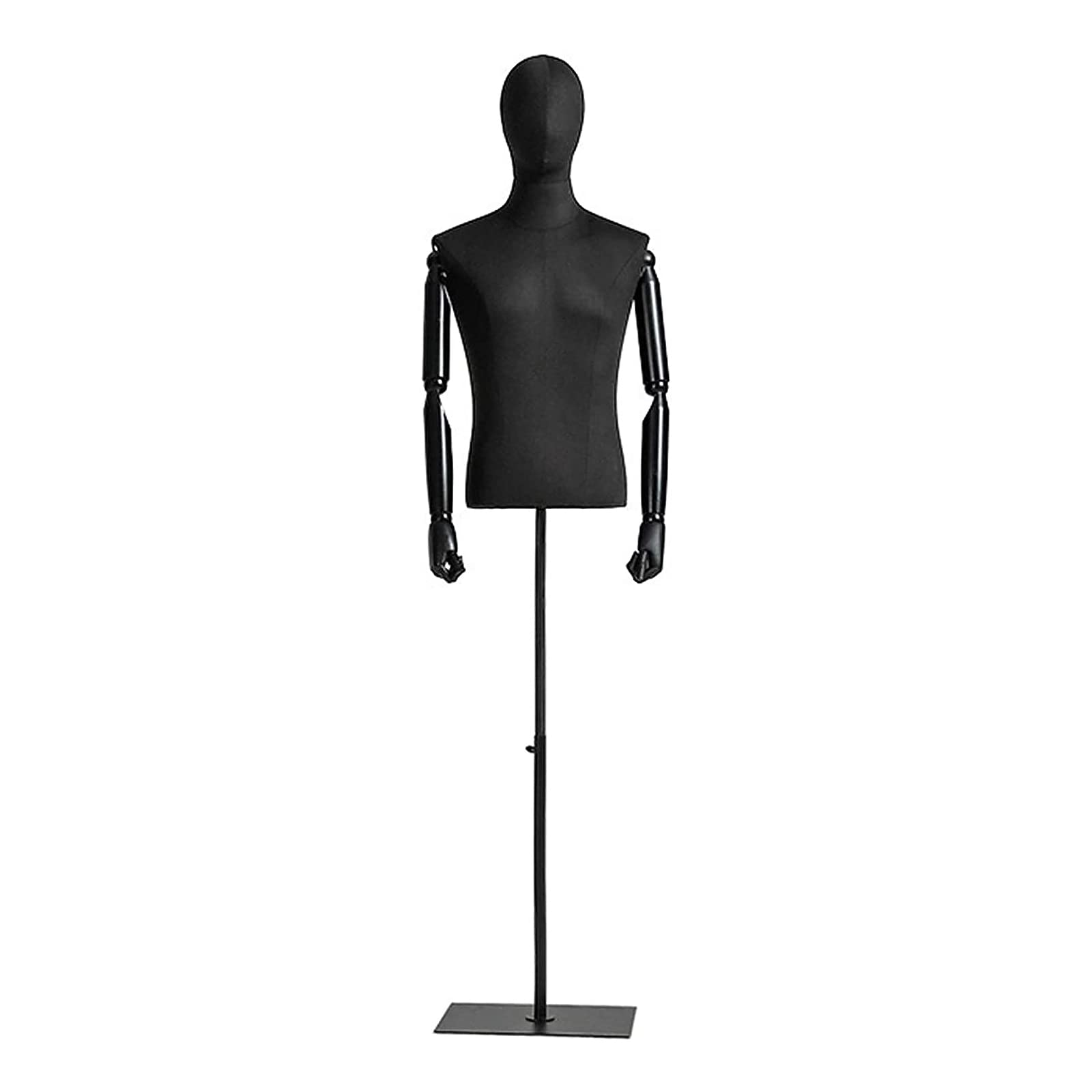 Demi-corps de mannequin masculin, modèle homme réglable en hauteur avec base en métal, bras et tête rotatifs à 360°, affichage du torse pour vitrine de magasin, exposition