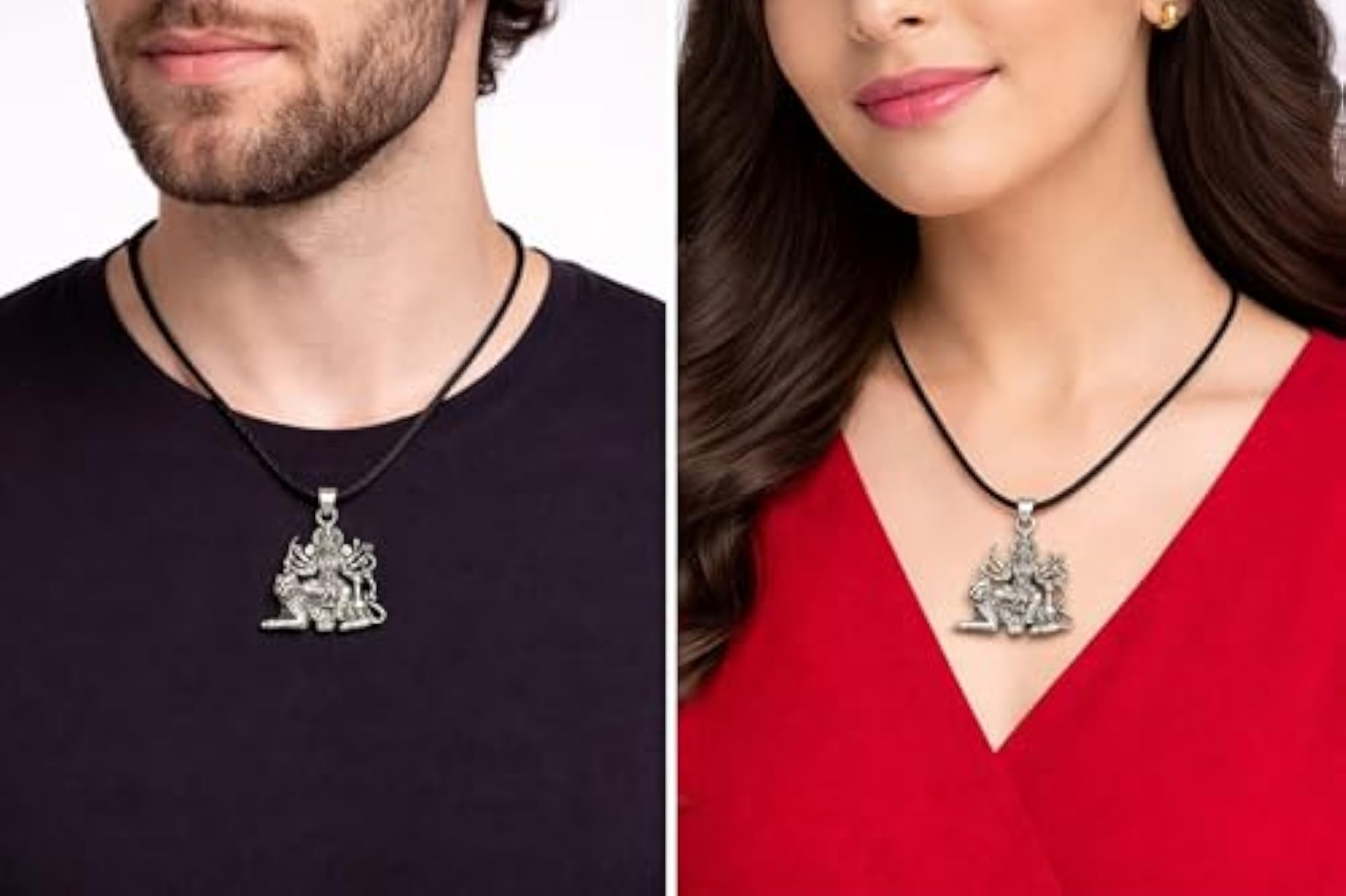 Pure Silver Maa Durga Pendant with Lion, Sterling Goddess Locket