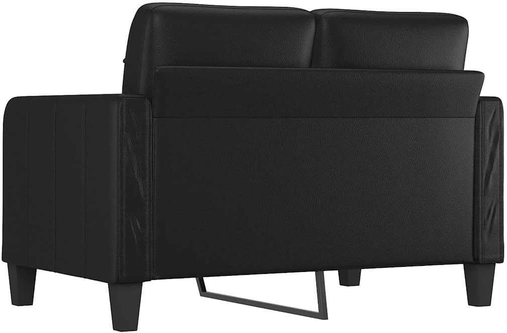 2-Seater Sofa Black Faux Leather Living Room Furniture