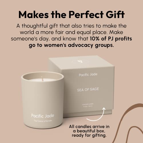 Pacific Jade Hand Poured 100% Natural Soy Candle 14Oz - Luxury Fragrance In Matte Glass For Home Or Gift - Premium Cotton Wick For 60 Hours Burn Time - Woman-Founded Brand (Sea Of Sage) #TOP5