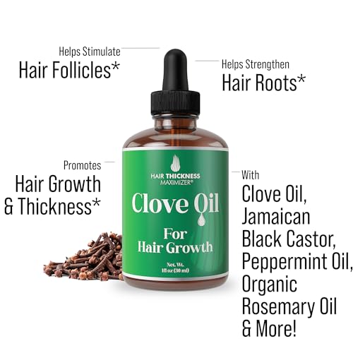 Clove, Rosemary, Peppermint & Jamaican Black Castor Oil Serum (1oz) - Vegan Hair Growth Treatment for Thickening, Moisturizing & Strengthening Weak Hair - Image 3