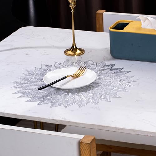 Sets de table de 38 cm avec motif de feuilles creuses argentées - 3