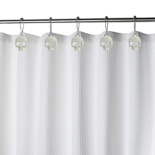 Zilucky Set Of 12 Sugar Skull Shower Curtain Hooks Decorative Home Bathroom Stainless Steel Rustproof Skeletons Shower Curtain Rings Decor Accessories (White) #TOP5