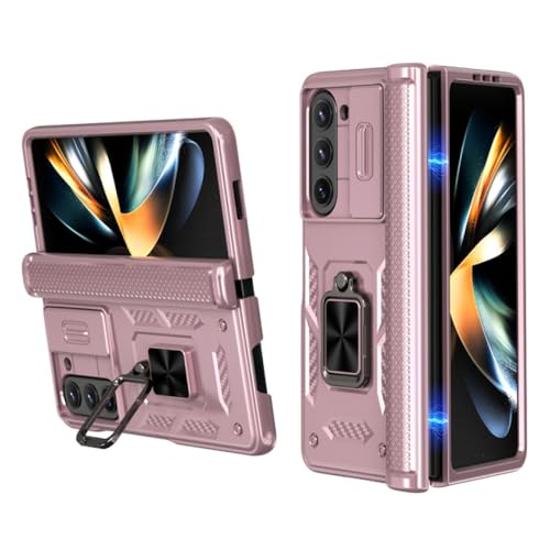 Coque Samsung Galaxy Z Fold 5 Antichoc avec Anneau Support Béquille Armure Rose Gold