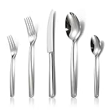 Alata Konrad 18/10 Edelstahl Poliert Besteck Set 12 Personen, Essbesteck 60 teilig, Monobloc-Messer, Glänzend, Spülmaschinenfest