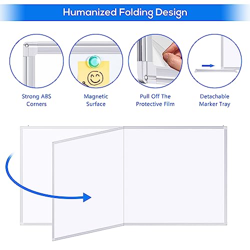 Large Whiteboard For Wall, Maxtek 72 X 48 Inches Magnetic Dry Erase Board, 6' X 4' Wall-Mounted White Board Message Memo Marker Board Foldable With Marker Tray For Office Home And School #TOP3