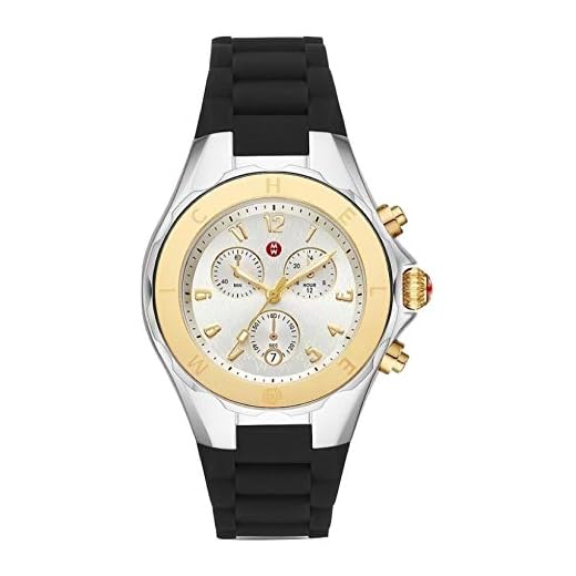 Michele Women's Black Tahitan Jelly Bean Two Tone 18K Gold Watch