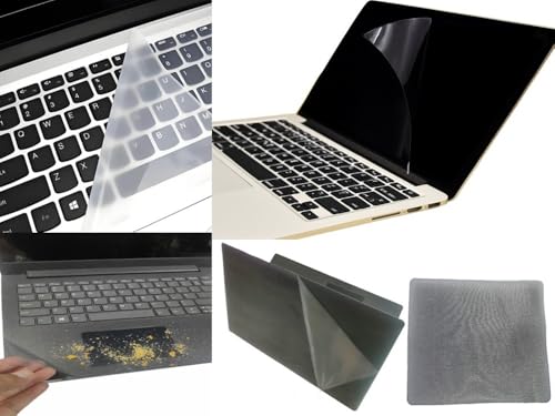 Image of Anjo 5 in 1 Combo Of 14 Inch & 16:10 Display Aspect Ratios Laptop Screen Protector, KeySkin, Body Lamination Trackpad & Lid (Transparent) & Pad