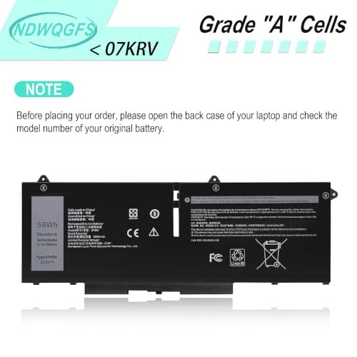 Image of FK0VR 07KRV Laptop Battery Replacement for Dell Latitude 5330 7330 7430 7530 2-in-1 Series Latitude 5330 2-in-1 /7330 2-in-1 /7430 2-in-1 Compatible with P133G P134G 8H6WD 51R71 FKOVR