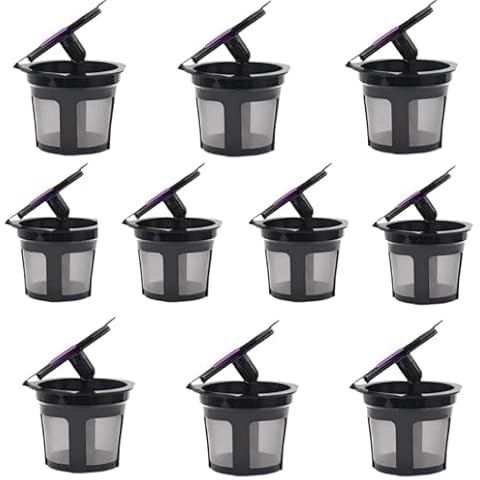 10Pack Reusable Filter Cups For Keurig 2.0 & 1.0 Brewers Universal Fit For Easy To Use Refillable K Cup Pod Coffee Filters - Fits Most Keurig K-Cup Brewers Cover