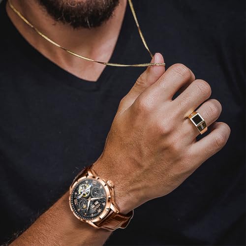 Image of OLEVS Mens Automatic Watches Self-Winding Starry Sky Diamond Skeleton Luxury Wrist Watch Waterproof Luminous