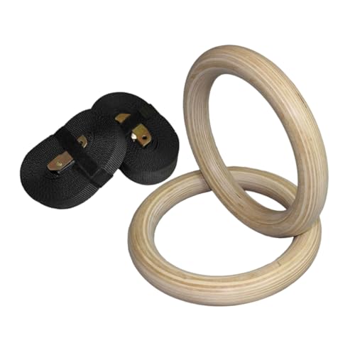 Anillas de Gimnasia de Madera con Correas Ajustables