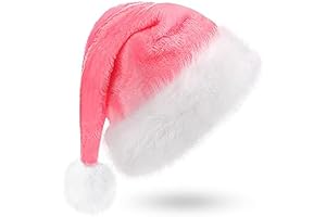 Extra Thicken Velvet Plush Pink Santa Hat For Holiday Party