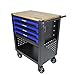 LULUINSHINE 4 Drawers Multifunctional Tool CART with Wheels and Wooden TOP (Black+Blue + Metal)