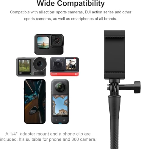 Image of TELESIN Flexible Clamp Mount Selfie Stick Extension Pole for GoPro Insta360 Phones, Camera iPhone Android Tripod Stand Neck Holder for Bike, Motorcycle, Boat, Tube, Treadmill, Stroller, Car, Desk