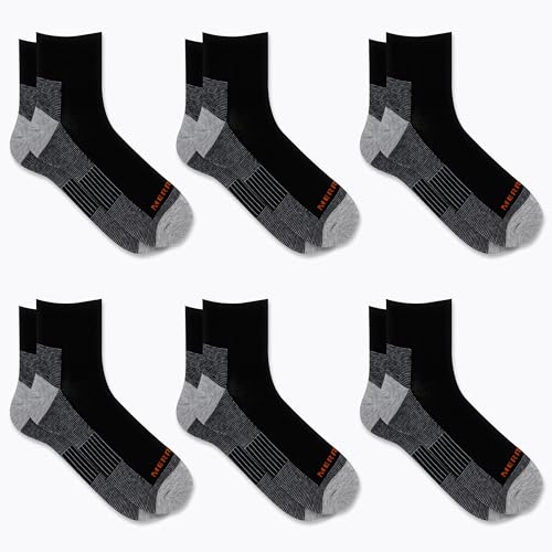 Image of Merrell Unisex Adult Men's and Women's Recycled Cushioned Ankle Socks - 6 & 12 Pairs - Hiking Arch Support