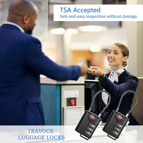 Image of TSA Locks for Luggage, 2 PCS, Small Combination Lock | TSA Approved, For Locker, Travel Suitcase, Gun Case, Backpack Zipper, Ammo Can, Includes 2PCS Spare 007 Master KEY