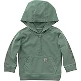 Carhartt Boys’ Long Sleeve Re-Engineered Garment Dye Half-Zip Sweatshirt – Heavyweight Cotton French Terry Hoodie with Pouch Pocket and Rib-Knit Cuffs, Laurel Wreath, 3T