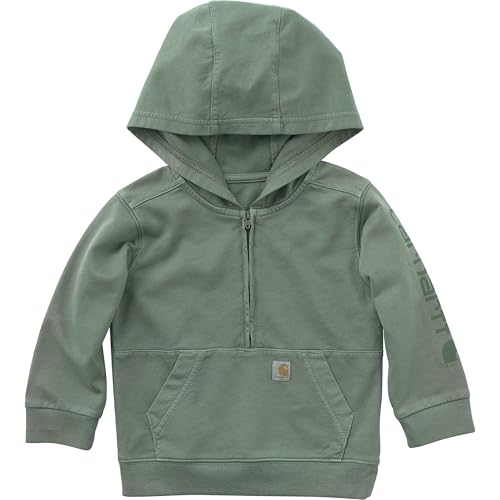 Carhartt Boys Long Sleeve Re-Engineered Garment Dye Half-Zip Sweatshirt Heavyweight Cotton French Terry Hoodie with Pouch Pocket and Rib-Knit Cuffs Laurel Wreath 4T