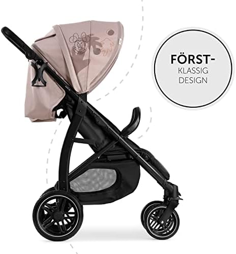 Hauck Rapid 4D Buggy up to 25 kg, Quick Foldable, Sun Cover UPF 50+, Rubber Wheels, Cup Holder, Height Adjustable, Reclining Position, Easy Wipe-Clean, Large Shopping Basket, Minnie Mouse Rose