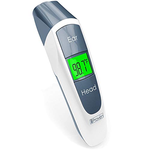 iProven Digital Thermometer for Fever - Temperature Measurements via Forehead and Ear - Pouch, Batteries, and Quick Start Guide Included - Temporal Thermometer DMT-316