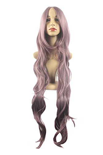Xiaoyu Womens Natural 100cm Long Curly Hair Cosplay Wig Party Wig - Purple