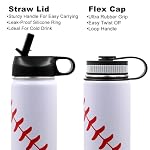 22 oz Baseball Water Bottle, Stainless Steel Vacuum Insulated Water Bottle with Straw and 2 Lids, Double Wall Leakproof Sports Flask, Baseball Gifts for Boys, Kids, Coach, Players - Image 3