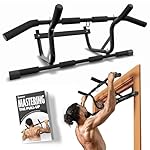 DMoose Fitness Pull Up Bar for Doorway - Upto 250 Lbs Capacity, No Screwing or Slipping, Hanging Pullup & Chin Up Bar for Door Frame - Multi Padded Grips for Strength Training with Installation Guide
