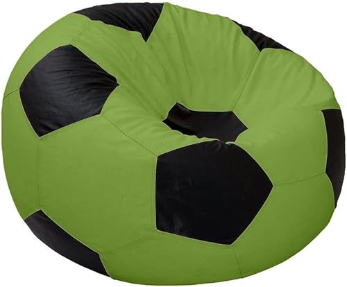 Ample Decor Soccer Bean Bag Cover (Filler Not Included), Leatherette Durable Double Stitched Material Sturdy Zippers, Ideal for Teenagers, Adults – Green and Black