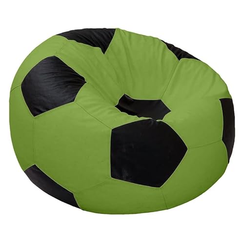 Ample Decor Soccer Bean Bag Cover (Filler Not Included), Leatherette Durable Double Stitched Material Sturdy Zippers, Ideal For Teenagers, Adults – Green And Black #TOP3