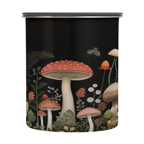 CZXW Mushroom Coffee Canister 17oz Stainless Steel Airtight Food Storage Container with Lid for Beans-Cereal Preserval
