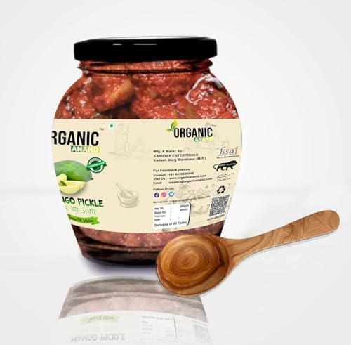 Image of Organic Anand Homemade Mango Pickles 350gram | Khatta Aam ka Achar | Flavourful, Delicious, Traditional Taste (Pack of 1)