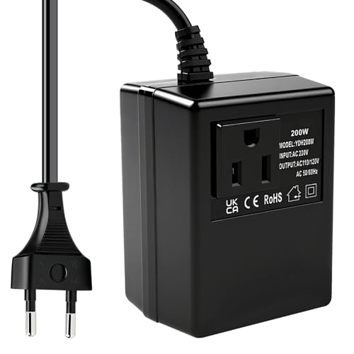 Convertidor de voltaje 220V a 110V 200W transformador adaptador Reductor de Voltaje adaptador corriente de viaje transformador converter enchufe UE