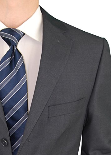 Salvatore Exte Men's Three Button 2 Piece Classic Fit Suit Single Pleated Pants (40 Regular Us / 50R Eu/W 34", Charcoal) #TOP1