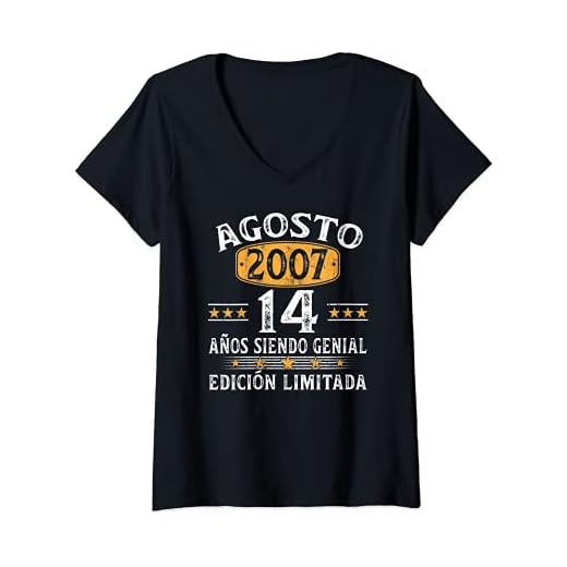 Mujer Nacido En Agosto 2007 14 Años Cumpleaños Regalo Niño Niña Camiseta Cuello V