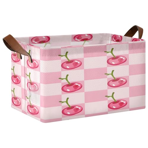 Mnsruu Cherry – Grands paniers de rangement pour étagères, placards – Bacs de rangement avec poignées pour l'organisation de la maison – Paniers...