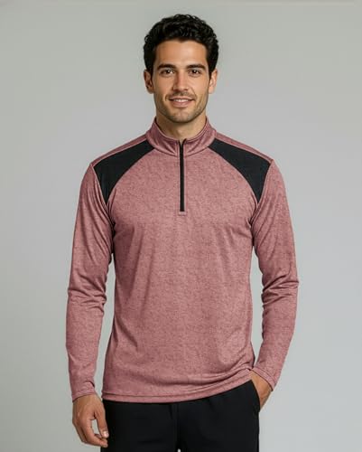 Image of Real Essentials 3 Pack: Men's Dry-Fit Active Quarter Zip Long Sleeve Athletic Performance Pullover (Available in Big & Tall)