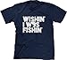 Blittzen Mens T-shirt Wishin I Was Fishin, XL, Navy Blue