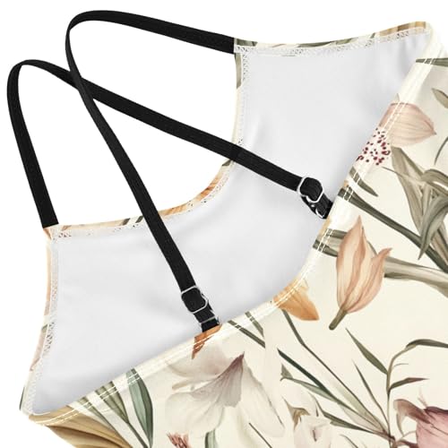 Vintage Lilies Flower Girls One Piece Swimsuit Beach Swimwear 208610154