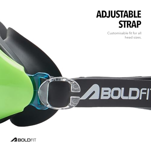 Image of Boldfit Swimming Goggles for Men & Women with Adjustable Strap Anti Fog Goggles for Swimming Men Swimming Goggles for Women Air Tight Swim Goggles UV Protection Training Swim Goggles - BlackYellow